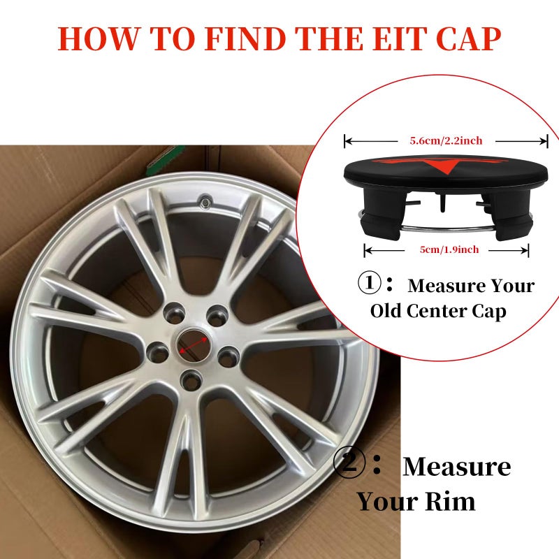 Knomix 4 عبوات من غطاء مركز عجلة الديكور الخارجي لطراز Tesla 3 Model Y، 56 مم Hubcaps عجلة حافة غطاء Tesla Center Caps Hubcaps+22 غطاء صامولة أسود (أسود لامع + شعار أحمر) - Image 2